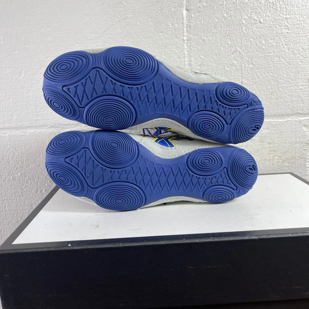 Asics Snapdown Gray True Blue J502Y Athletic Wrestling Shoes Sneaker Kids 5.5 US